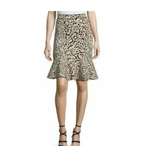 BCBG MaxAzria Animal Leopard Print Bethani Flounce Skirt - Size XXS, 00